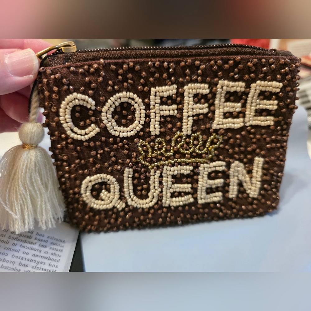 AMERICA AND BEYOND Coffee Queen Beaded Wristlet Clutch & Tassel - Brown